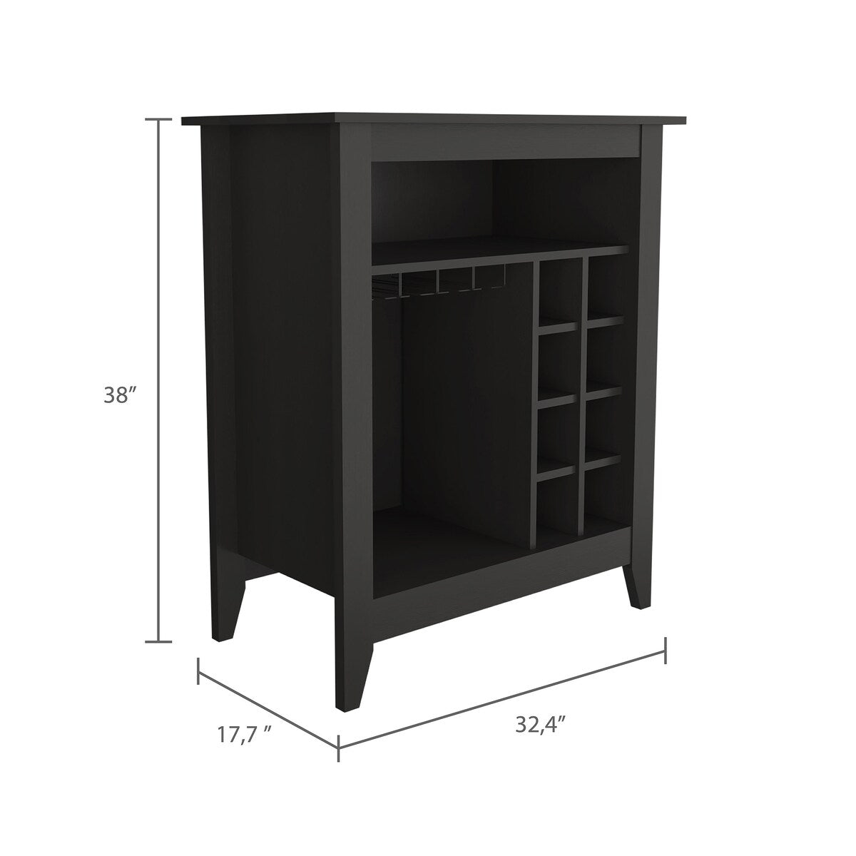 6-Bottle 1-Drawer 1-Shelf Bar Cabinet Black