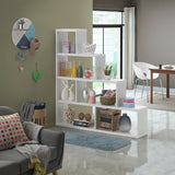 6 Cubes Ladder Shelf Corner Bookshelf Storage Bookcase-White - 61" x 11" x 64"(L x W x H)