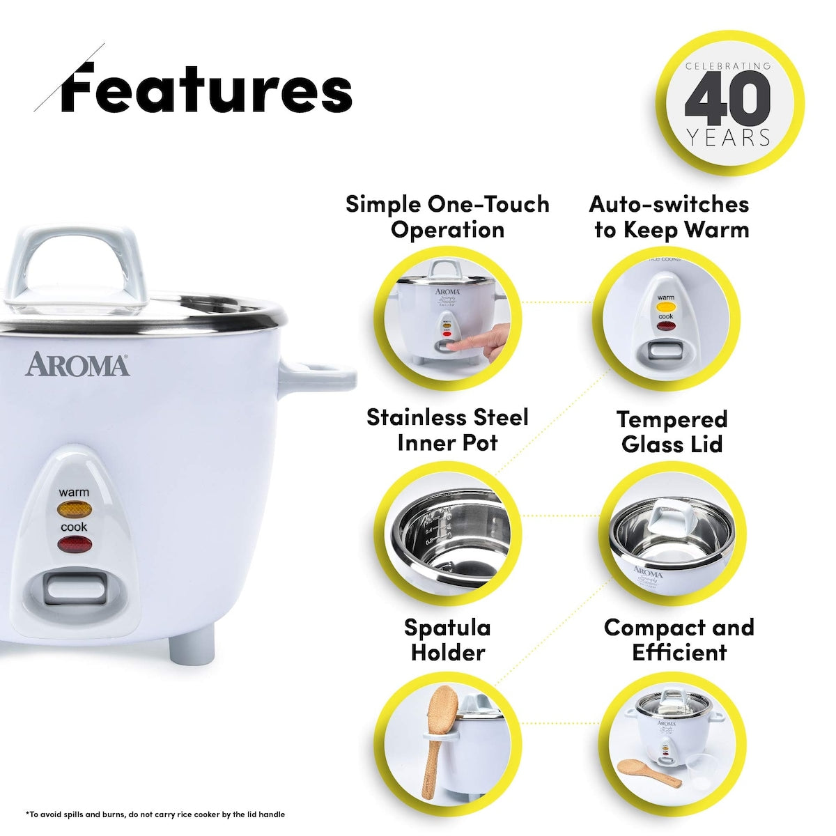 6 Cup Cooked 1.2Qt White Select Stainless Rice Cooker Warmer