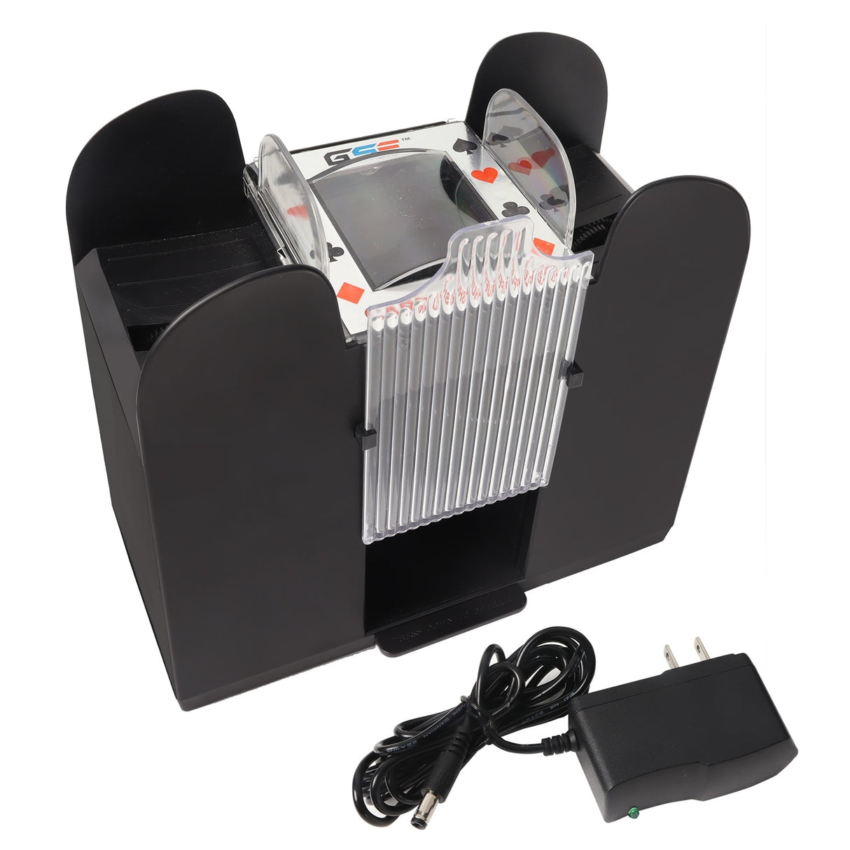GSE™ 6-Deck Casino Automatic Card Shuffler, AC/DC-Power/Battery-Operated Electric Shuffler Machine for Card Games