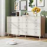 6-Drawer Double Dresser for Bedroom, 47-inch Chest of Drawers with Metal Legs for Living Room