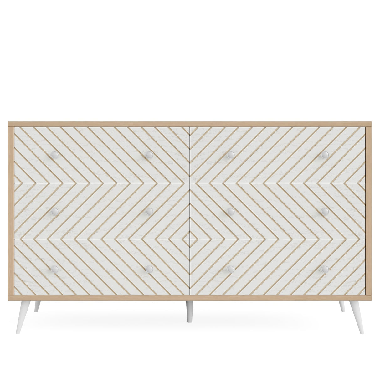 6-Drawer Double Dresser for Bedroom, 47-inch Chest of Drawers with Metal Legs for Living Room