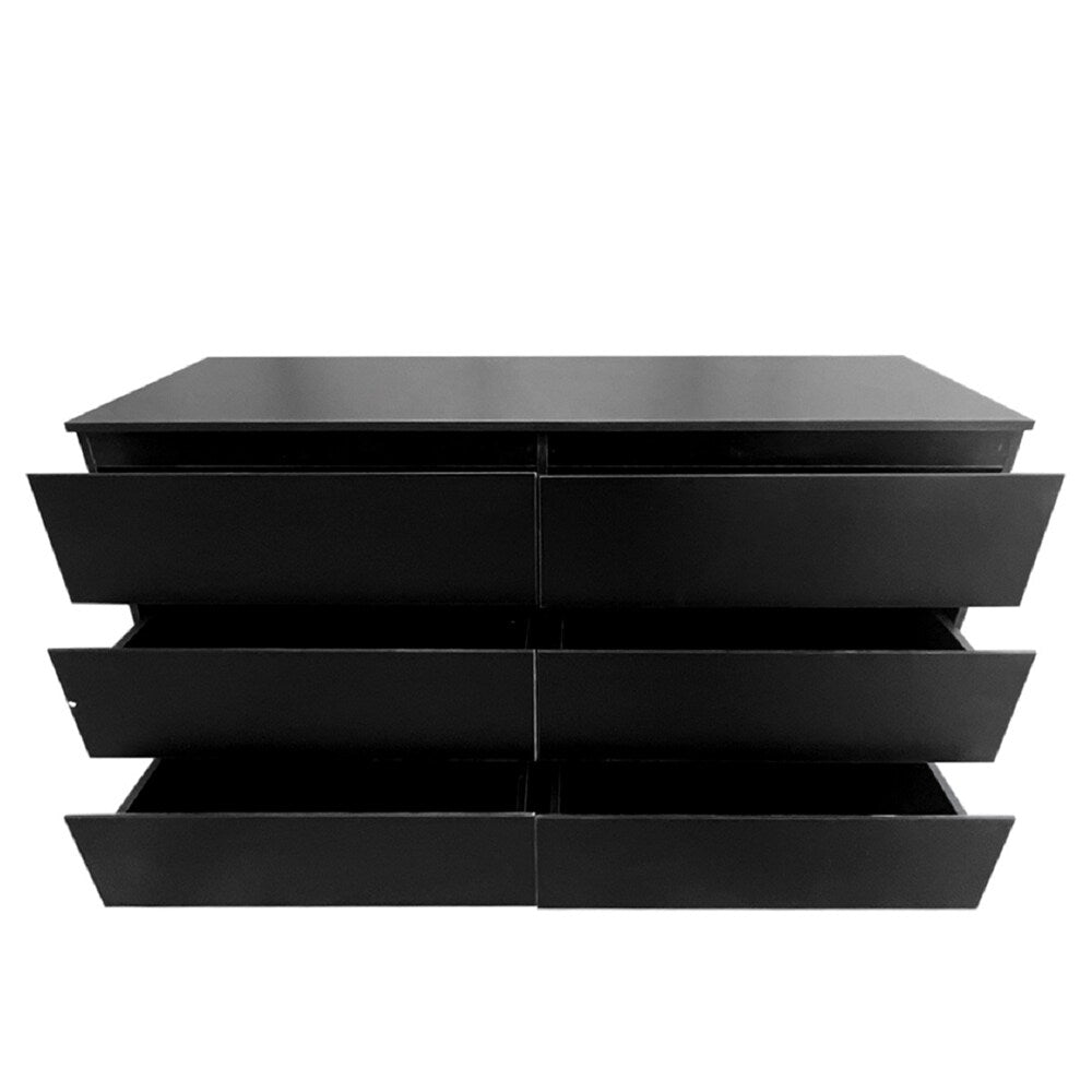 6 Drawer Double Dresser with No Handles