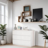 6 Drawer Double Dresser with No Handles