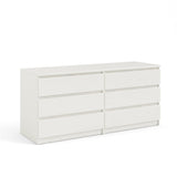6 Drawer Double Dresser with No Handles