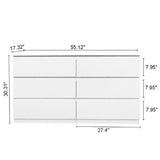 6 Drawer Double Dresser with No Handles