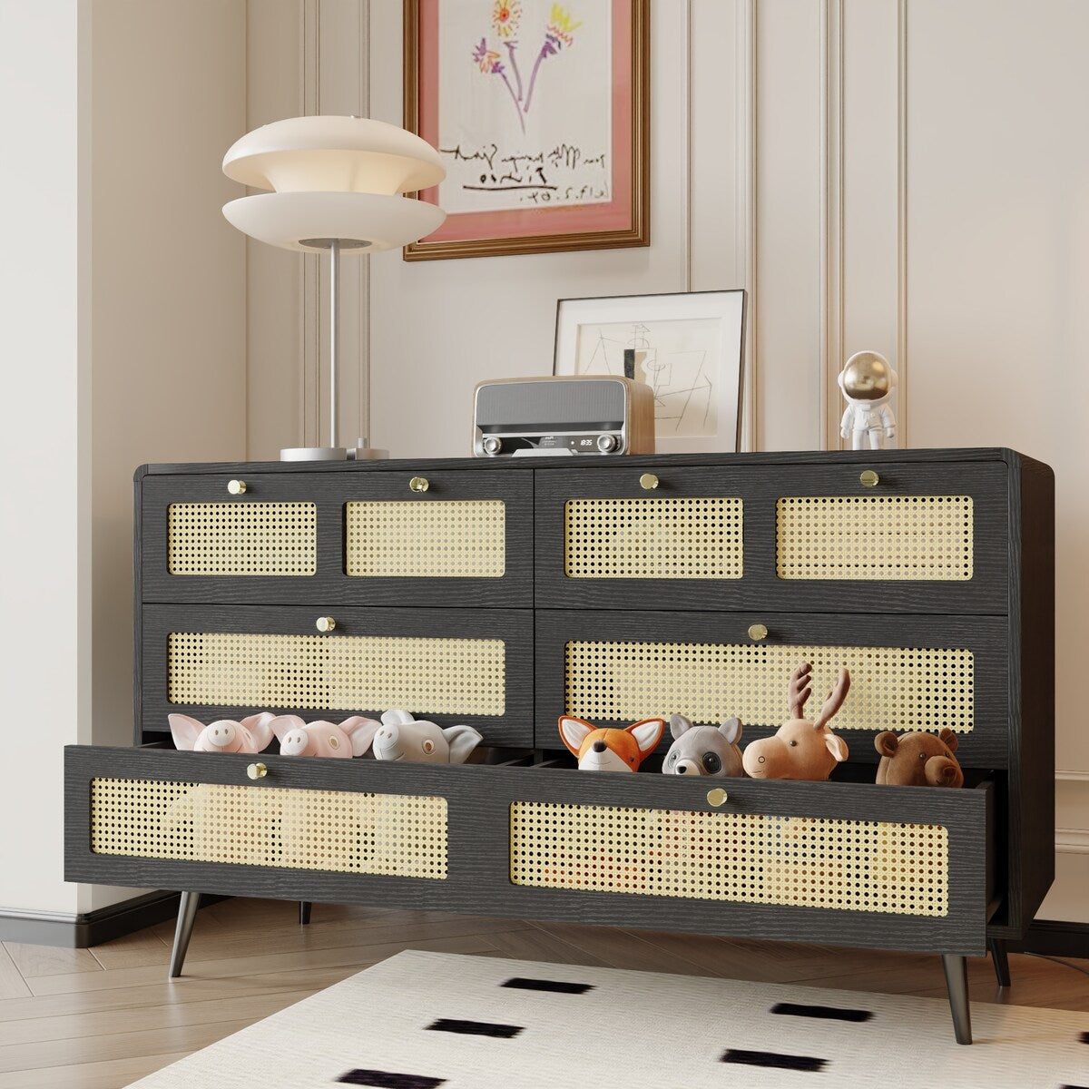 6 Drawer Dresser Modern Rattan Dresser Chest