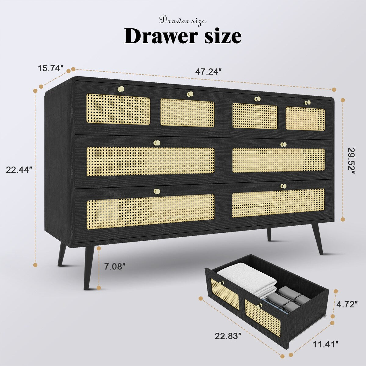 6 Drawer Dresser Modern Rattan Dresser Chest