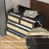 6 Drawer Dresser Modern Rattan Dresser Chest