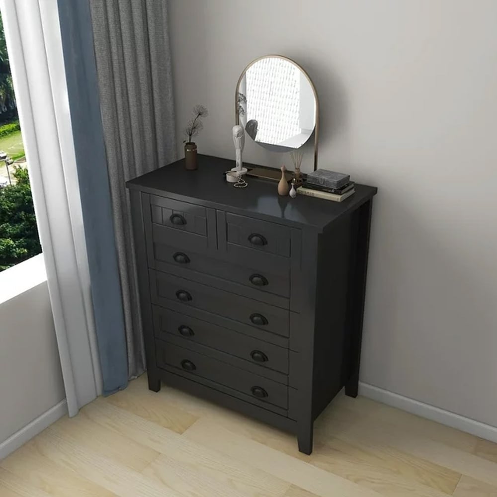 6 Drawer Dresser Tall Chest of Drawers for Bedroom,Retro Dressers & chests of drawers with Shell Handles