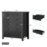 6 Drawer Dresser Tall Chest of Drawers for Bedroom,Retro Dressers & chests of drawers with Shell Handles