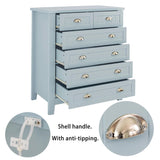 6 Drawer Dresser Tall Chest of Drawers for Bedroom,Retro Dressers & chests of drawers with Shell Handles