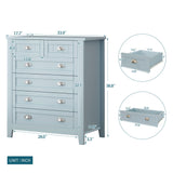 6 Drawer Dresser Tall Chest of Drawers for Bedroom,Retro Dressers & chests of drawers with Shell Handles