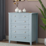 6 Drawer Dresser Tall Chest of Drawers for Bedroom,Retro Dressers & chests of drawers with Shell Handles
