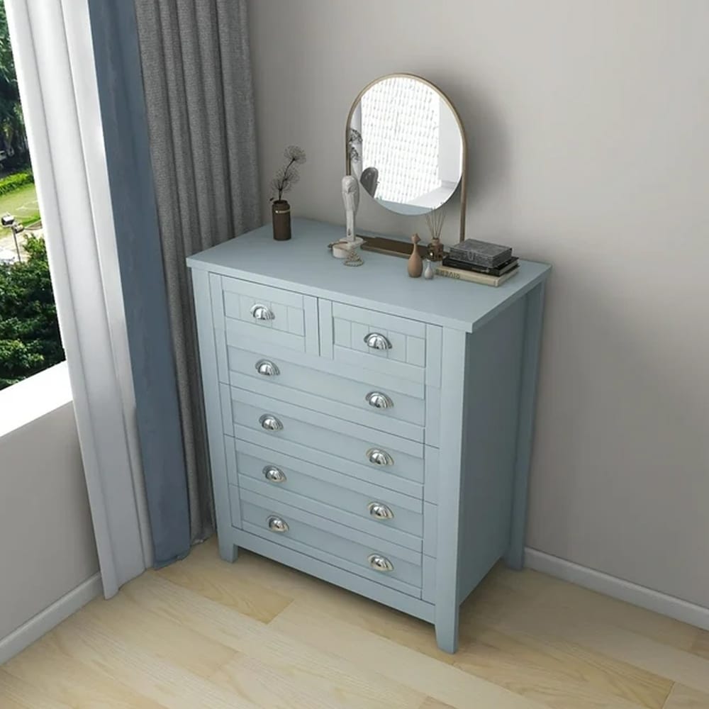 6 Drawer Dresser Tall Chest of Drawers for Bedroom,Retro Dressers & chests of drawers with Shell Handles