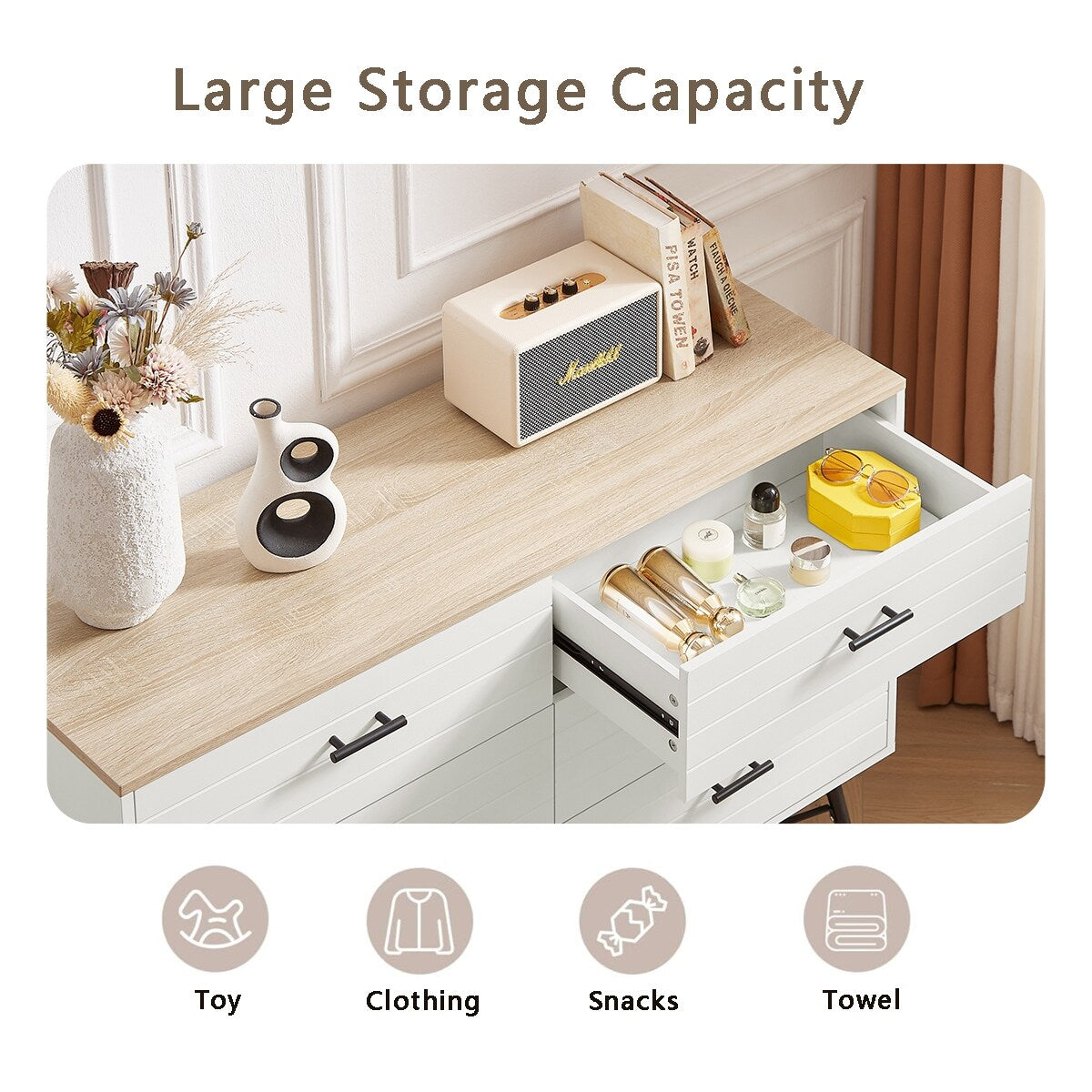 6 Drawer Dresser for Bedroom with Deep Drawers