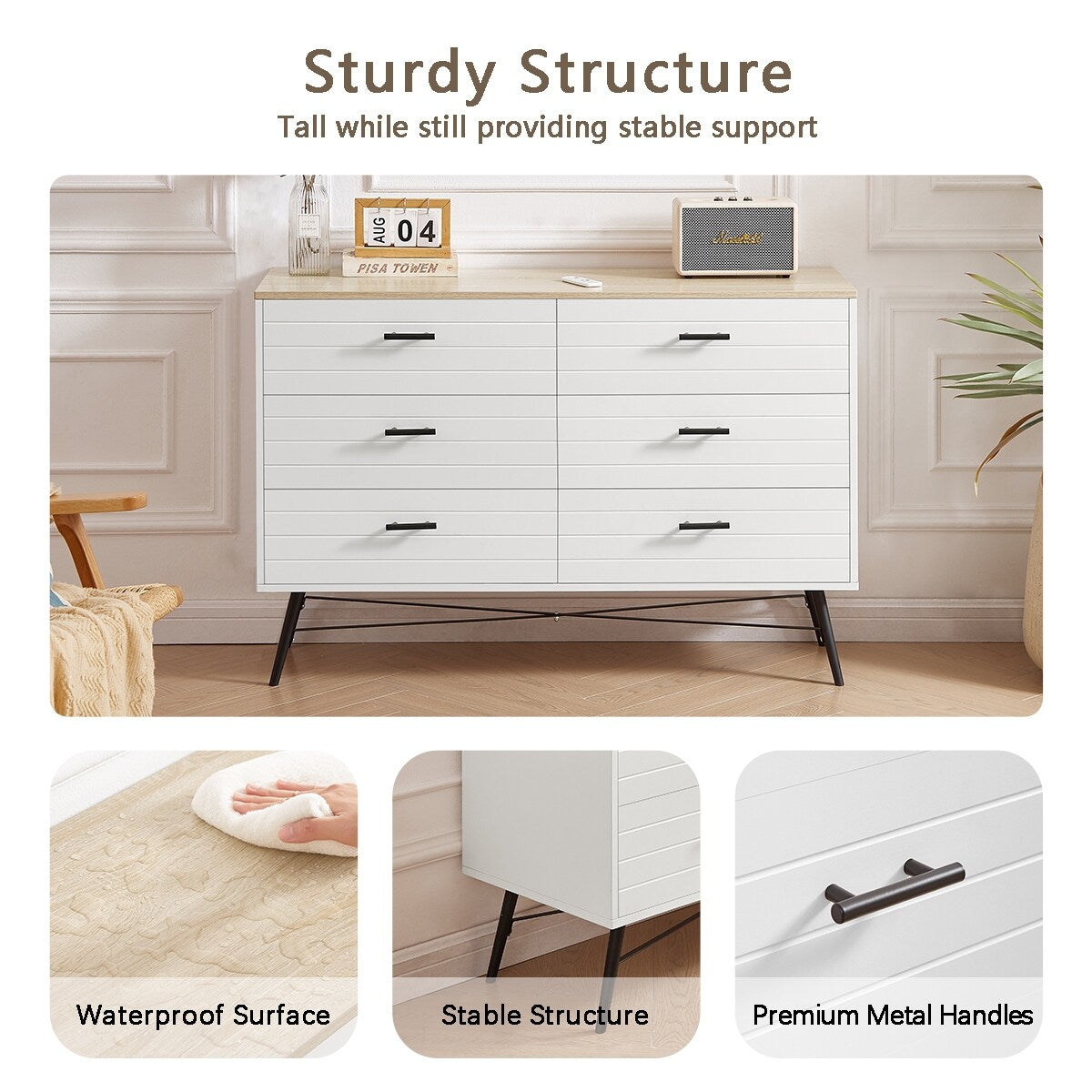 6 Drawer Dresser for Bedroom with Deep Drawers