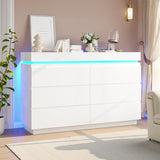 6 Drawer Dresser with Sliding Desktop Chest of Drawers Bedroom