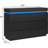 6 Drawer Dresser with Sliding Desktop Chest of Drawers Bedroom