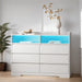 6 Drawer White Dresser with LED Lights, Modern Dressers & Chests
