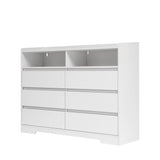 6 Drawer White Dresser with LED Lights, Modern Dressers & Chests