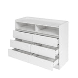 6 Drawer White Dresser with LED Lights, Modern Dressers & Chests