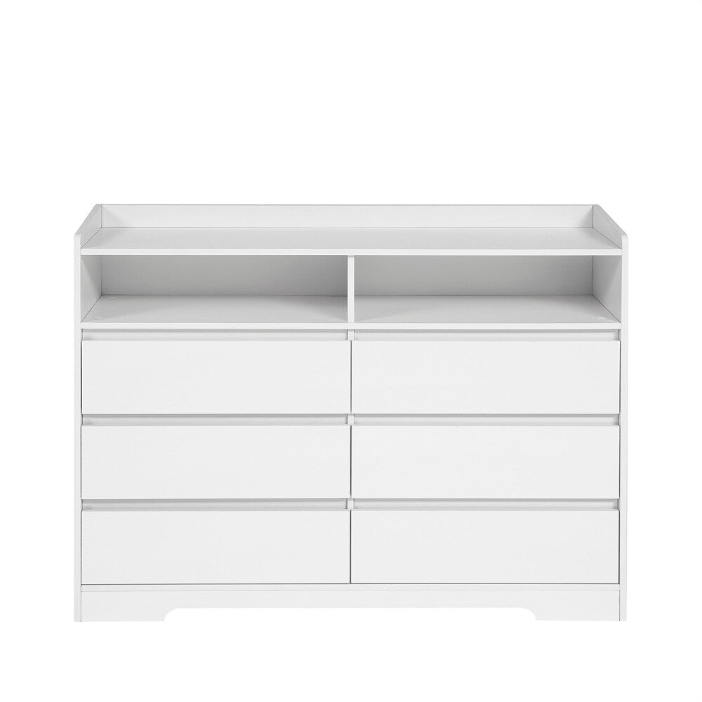 6 Drawer White Dresser with LED Lights, Modern Dressers & Chests