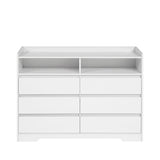 6 Drawer White Dresser with LED Lights, Modern Dressers & Chests