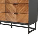 6-Drawer Wood Finish Dresser with Metal Leg and Handle