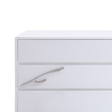 6 Drawer Wooden Dresser with Metal Legs and Accents, White and Silver