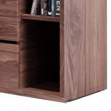 6 Drawer Wooden Dresser with Wood Grain Details, Walnut Brown