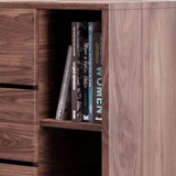 6 Drawer Wooden Dresser with Wood Grain Details, Walnut Brown
