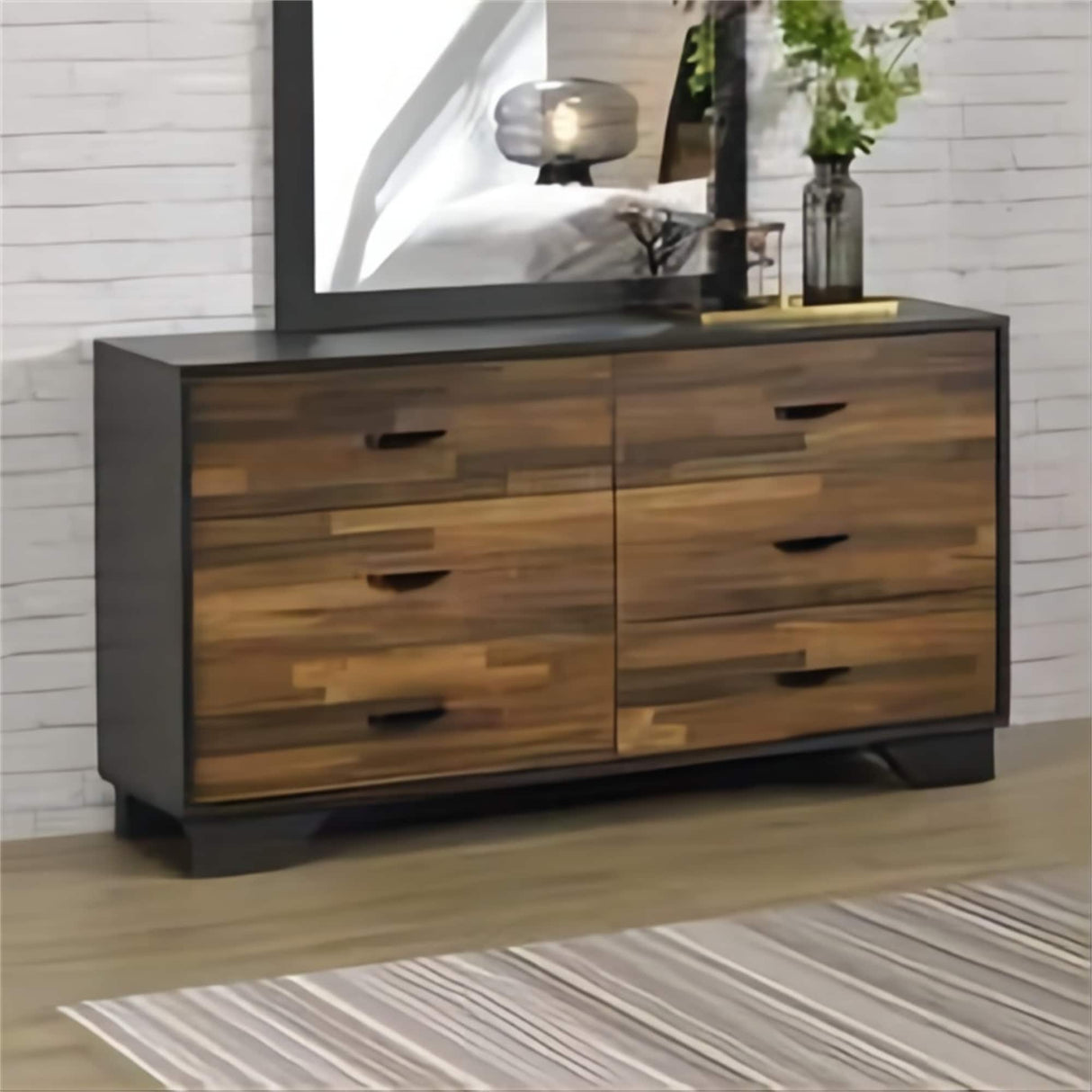Wooden 6-Drawers Dresser, Drawer Closet in Walnut