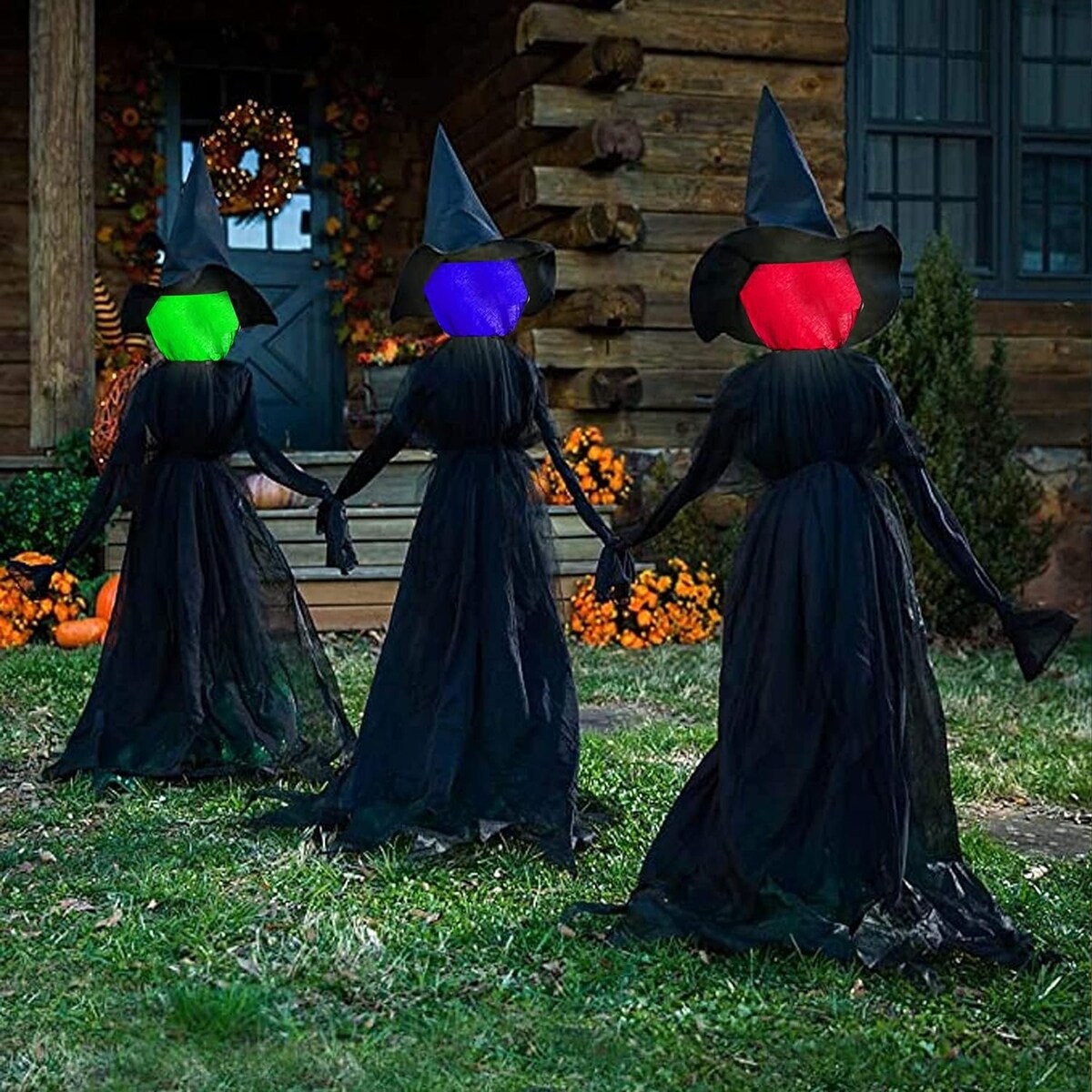 6 FT Set of 3 Light Up Halloween Witch Decorations for Outdoor Yard House Decor