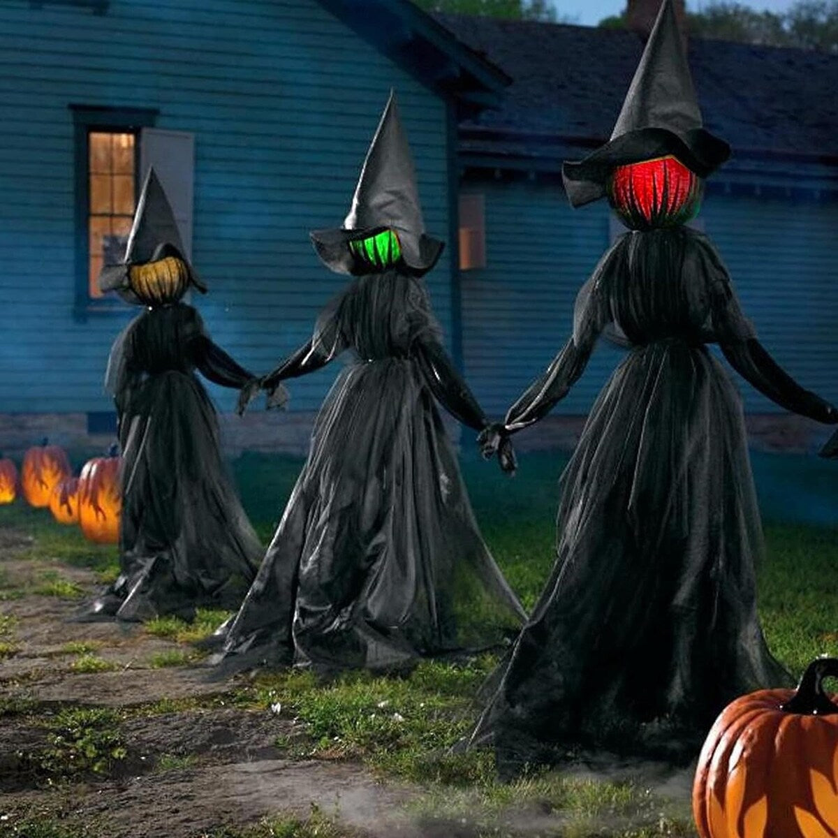 6 FT Set of 3 Light Up Halloween Witch Decorations for Outdoor Yard House Decor