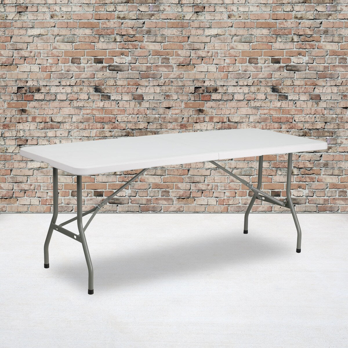 6-Foot Bi-Fold Granite White Plastic Folding Table