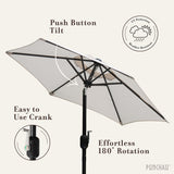 6 Ft Outdoor Patio Umbrella, Easy Open/Close Crank and Push Button Tilt Adjustment, Market Umbrellas