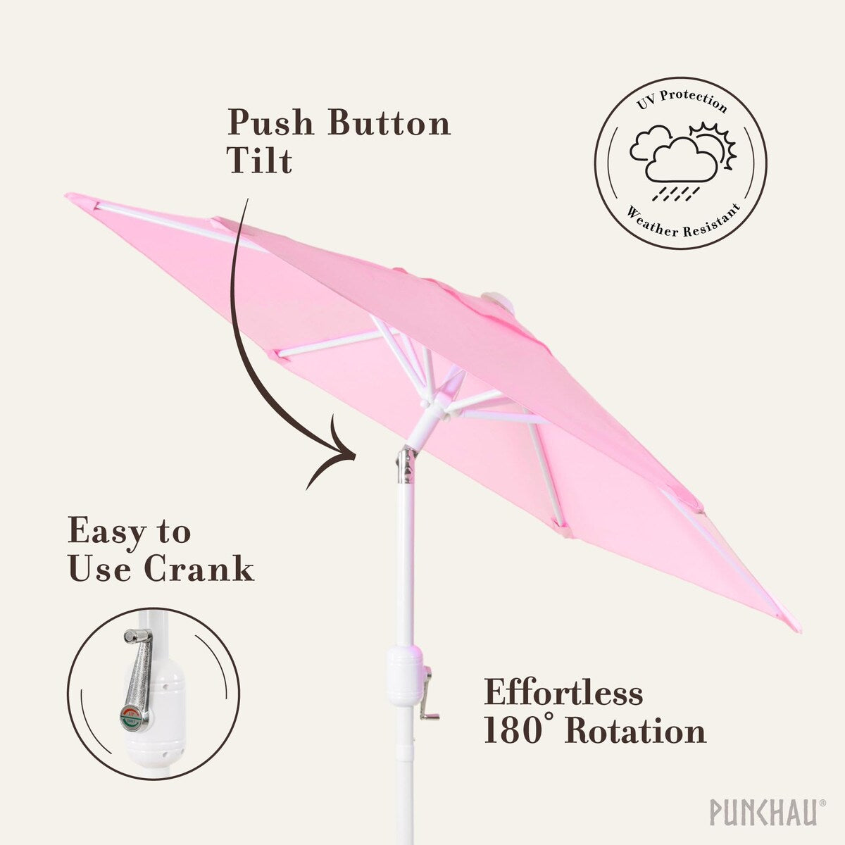 6 Ft Outdoor Patio Umbrella, Easy Open/Close Crank and Push Button Tilt Adjustment, Market Umbrellas