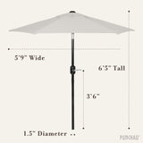 6 Ft Outdoor Patio Umbrella, Easy Open/Close Crank and Push Button Tilt Adjustment, Market Umbrellas