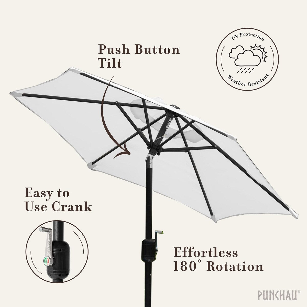 6 Ft Outdoor Patio Umbrella, Easy Open/Close Crank and Push Button Tilt Adjustment, Market Umbrellas