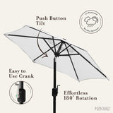 6 Ft Outdoor Patio Umbrella, Easy Open/Close Crank and Push Button Tilt Adjustment, Market Umbrellas