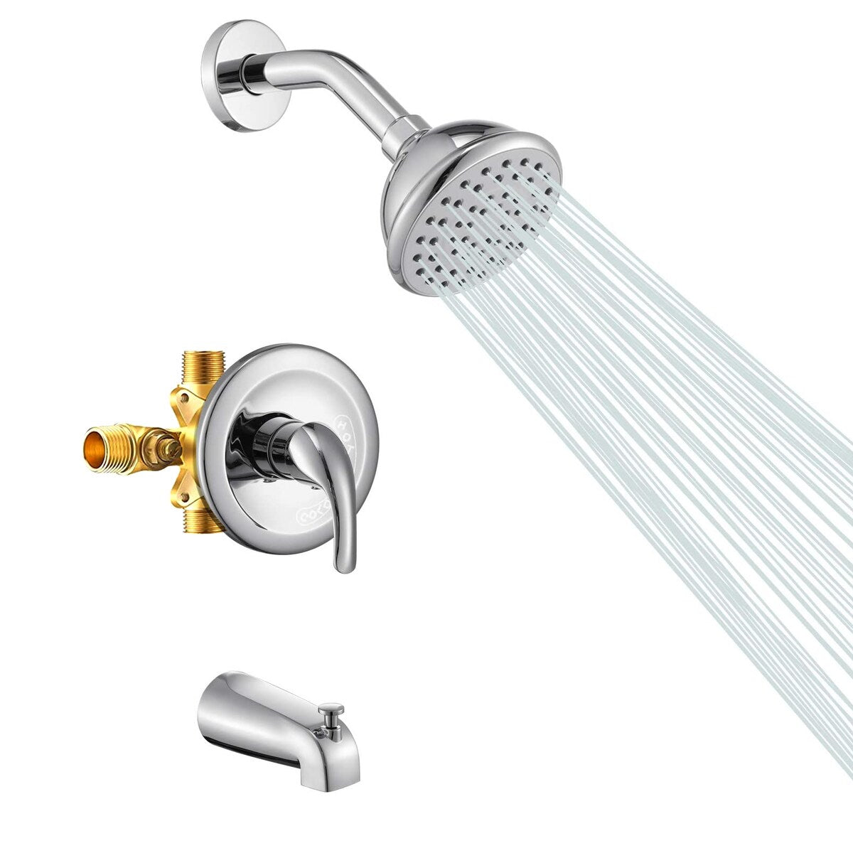6 Inch Shower Faucet wih Tub Spout Combo in Kitchen