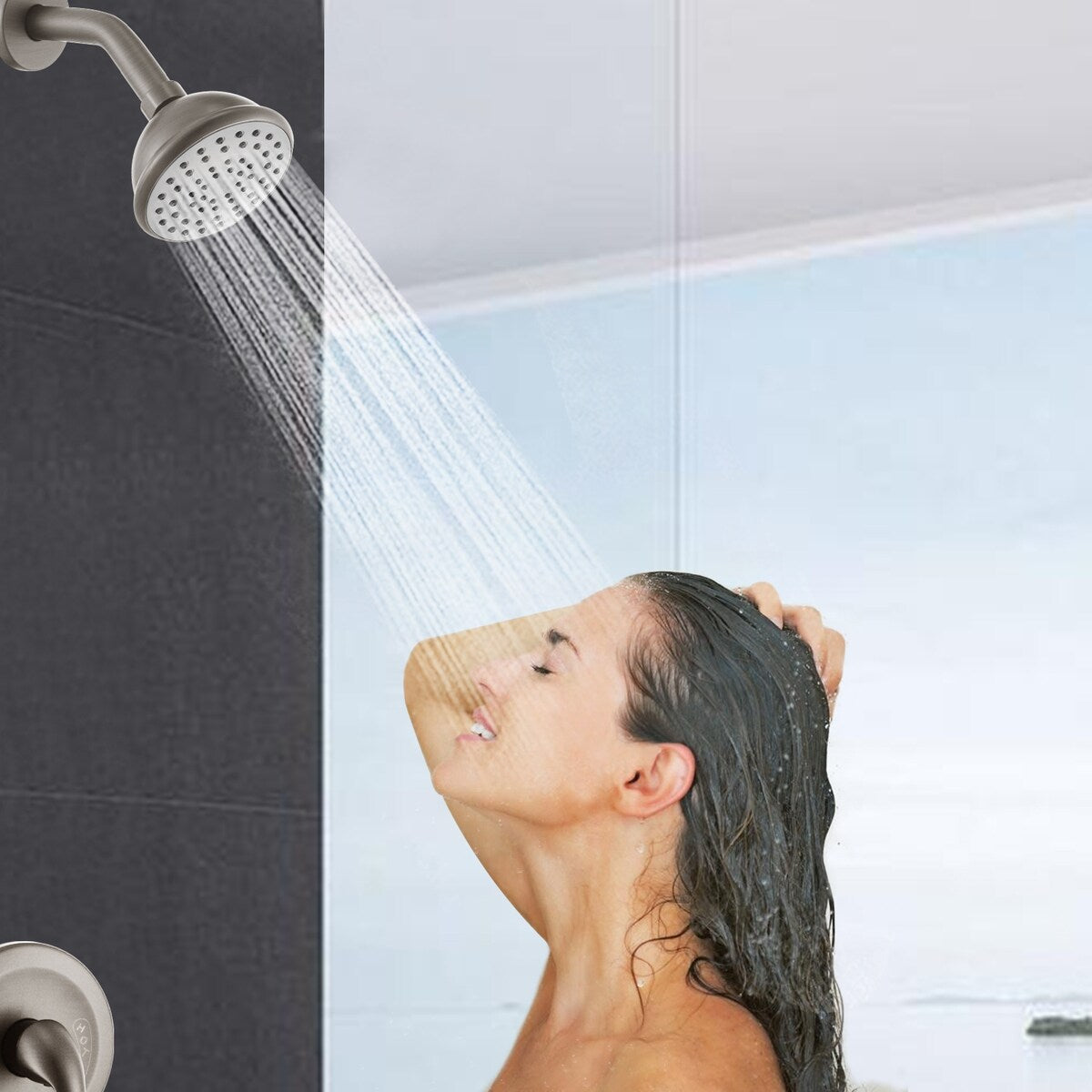 6 Inch Shower Faucet wih Tub Spout Combo in Kitchen