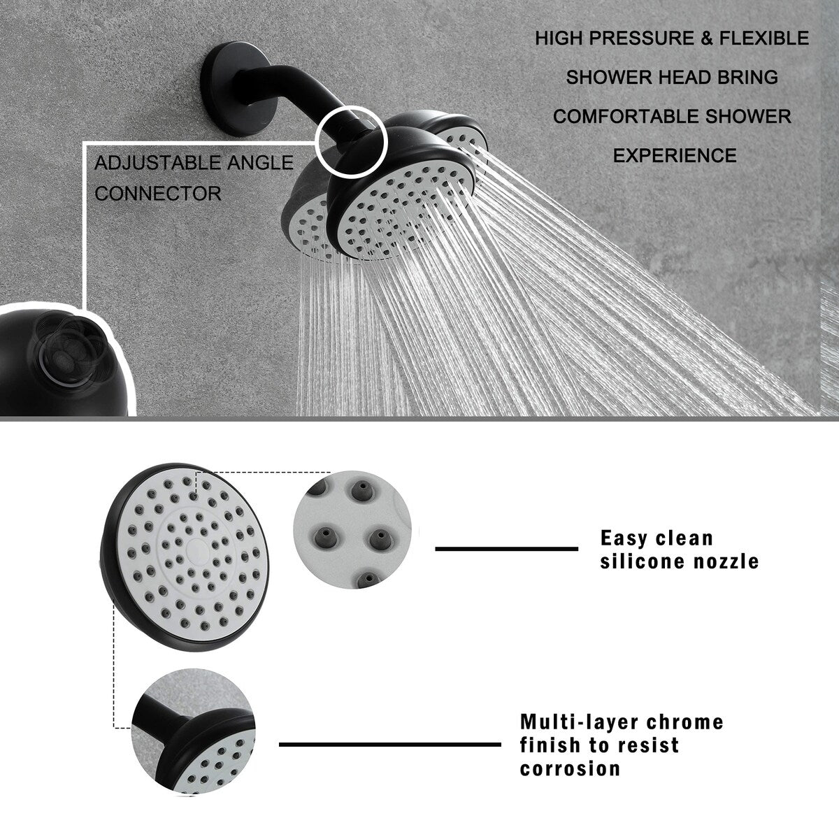 6 Inch Shower Faucet wih Tub Spout Combo in Kitchen