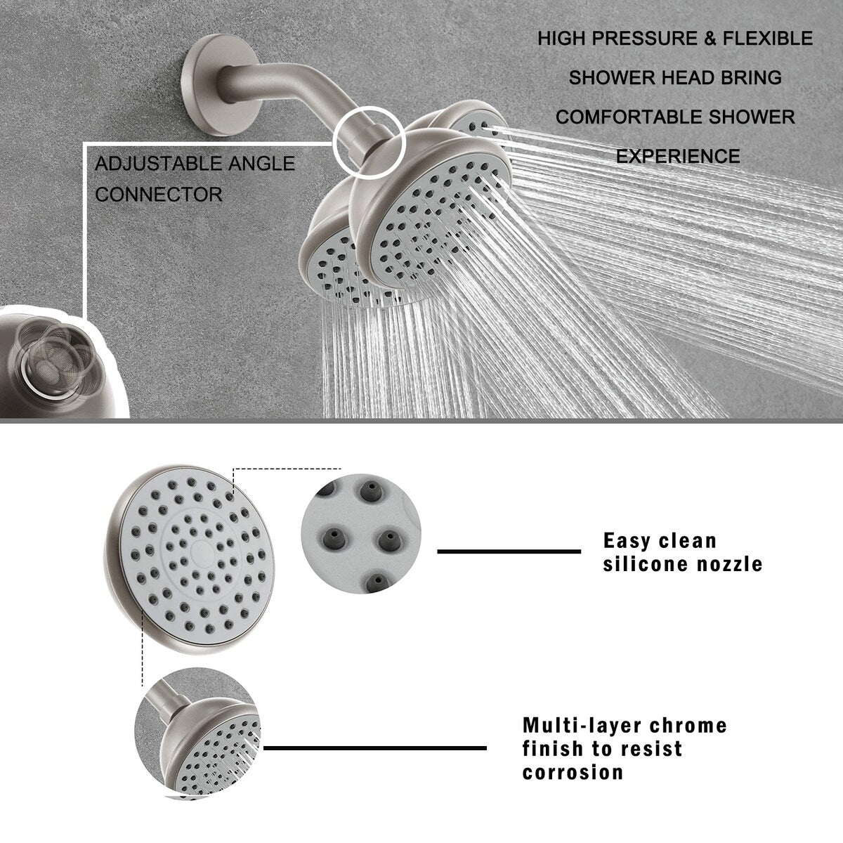 6 Inch Shower Faucet wih Tub Spout Combo in Kitchen