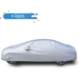 6-Layer Heavy Duty Outdoor Cover for Sedans, Waterproof, UV Protection - Sedan （195-204" Long)