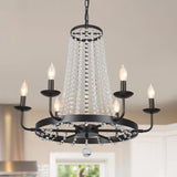 6-Light 25.59 in. Crystal Round Wagon Wheel Chandelier for Dining Room Kitchen Bedroom