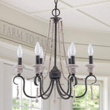 6-Light Vintage French Country Chandelier Dimmable Pendant Light - 20"X22"