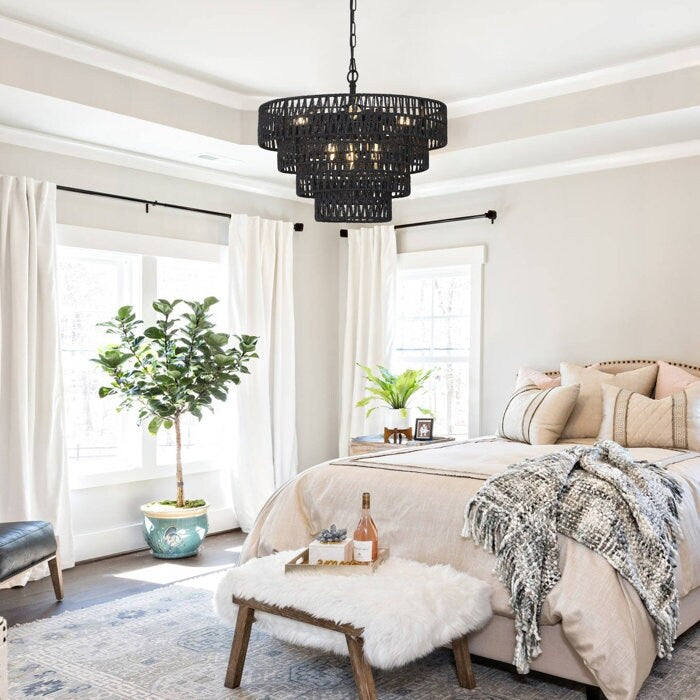 6-Light Boho Rattan Chandelier