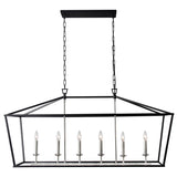 6 Light Caged Chandelier Black finish - 24.8"H x 49"W x 15"D